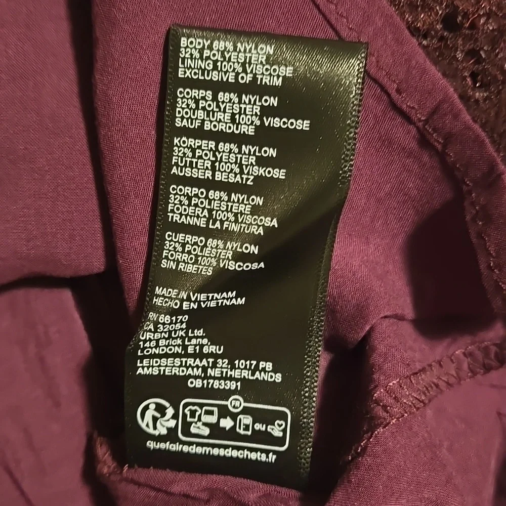 Free People Honey Honey Lace Long Sleeve Mini Dress Burgundy/Purple Size 12 NWOT